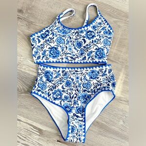 New Girls Blue Floral Two-Piece Swimsuit 11yo